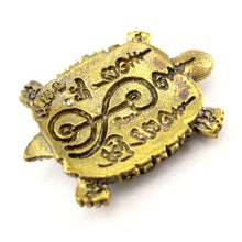 Brass Turtle Amulet with Meditating Thai Buddhist Monk & Unalome Symbol