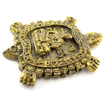 Brass Turtle Amulet with Meditating Thai Buddhist Monk & Unalome Symbol