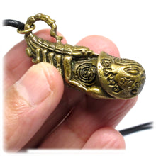 Thai Buddhist Palad Khik Scorpion Talisman, A Lucky Mojo Phallus Amulet, Brass