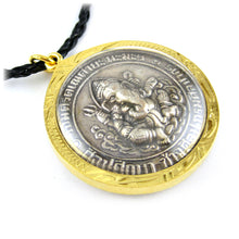 Ganesh Hindu Elephant God in Lotus Position with Vahana Om Meditation Amulet