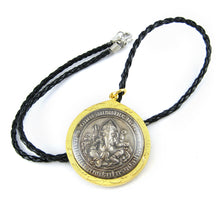 Ganesh Hindu Elephant God in Lotus Position with Vahana Om Meditation Amulet