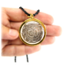 Ganesh Hindu Elephant God in Lotus Position with Vahana Om Meditation Amulet