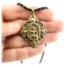 Lord Buddha in the Dhyana Mudra with Lotus Flower Spiritual Brass Pendant