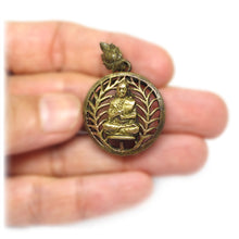 Vintage Meditating Buddhist Monk with Buddha in the Bhumisparsha Mudra Pendant