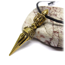 Tibetan Buddhism Kila Phurba Dagger & Three Buddha Heads Brass Pendant