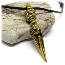 Tibetan Buddhism Kila Phurba Dagger & Three Buddha Heads Brass Pendant