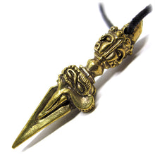 Tibetan Buddhism Kila Phurba Dagger & Three Buddha Heads Brass Pendant