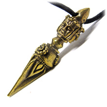 Tibetan Buddhism Kila Phurba Dagger & Three Buddha Heads Brass Pendant