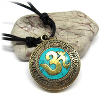 Tibetan Gao Prayer Box Brass and Turquoise Pendant Handmade In Nepal