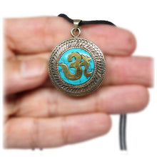 Tibetan Gao Prayer Box Brass and Turquoise Pendant Handmade In Nepal