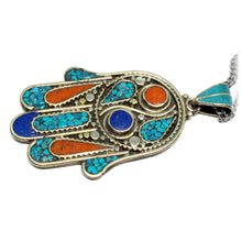 Ancient Hand of Fatima or Hamsa Pendant Yin Yang Evil Eye Protection Amulet