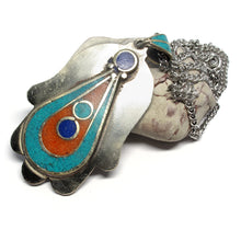 Ancient Hand of Fatima or Hamsa Pendant Yin Yang Evil Eye Protection Amulet