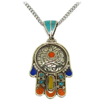Nepalese Hamsa Pendant, Ancient Hand of Fatima, Evil Eye Protection Talisman
