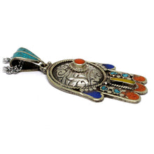 Nepalese Hamsa Pendant, Ancient Hand of Fatima, Evil Eye Protection Talisman