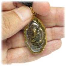Ganesh The Hindu Elephant God in Lotus Om Meditation Amulet, Brass