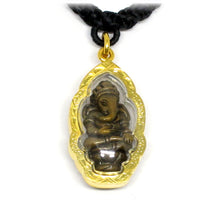 Ganesh The Hindu Elephant God in Lotus Om Meditation Amulet, Brass