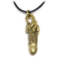 Thai Buddhist Palad Khik Phallic Sex Talisman, Erotic Lucky Mojo Amulet, Brass