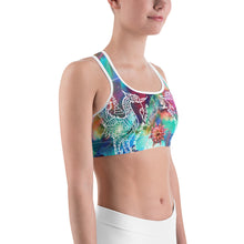 White Thai Buddhist Tattoo and Sacred Geometry Mandalas Colorful Sports bra