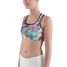 White Thai Buddhist Tattoo and Sacred Geometry Mandalas Colorful Sports bra