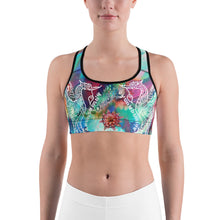 White Thai Buddhist Tattoo and Sacred Geometry Mandalas Colorful Sports bra