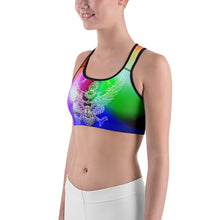 White Garuda on Bright Colors Sports bra