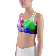 White Garuda on Bright Colors Sports bra