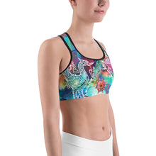 White Thai Buddhist Tattoo and Sacred Geometry Mandalas Colorful Sports bra