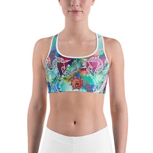White Thai Buddhist Tattoo and Sacred Geometry Mandalas Colorful Sports bra