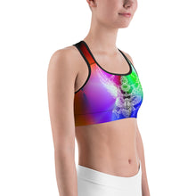 White Garuda on Bright Colors Sports bra