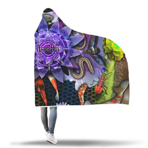 Crawling Creatures With Sacred Geometry Flower Mandala Hoodie Blanket