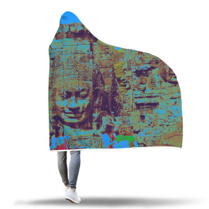 Blue Glow Angkor Bayon Hoodie Blanket
