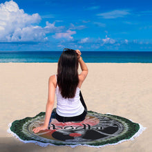 Yin & Yang Ganesha Sacred Geometry Mandala Round Beach Blanket