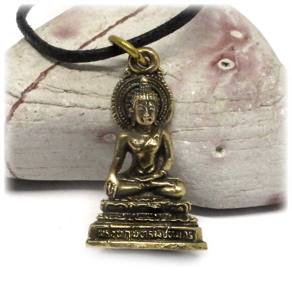 Buddha in the Bhumisparsha Mudra Touching Earth Unalome Meditation Amulet
