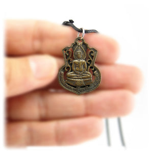 Rare Brass Dhyana Mudra Buddha Meditation Pendant Necklace