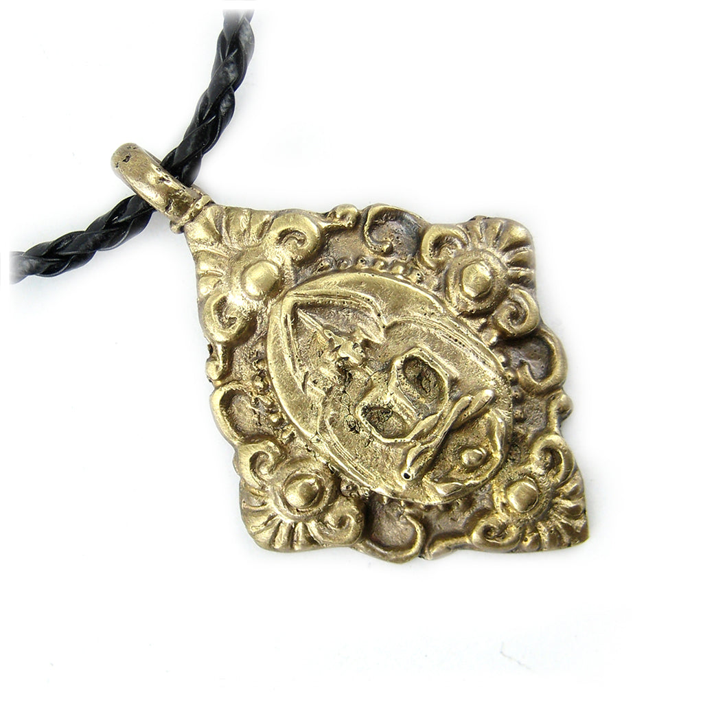 Lord Buddha in the Dhyana Mudra with Lotus Flower Spiritual Brass Pendant