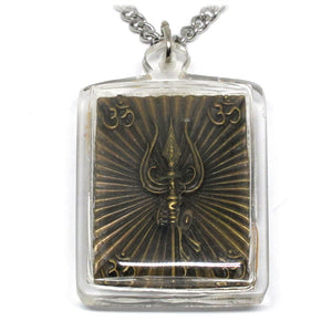 Om Kali Hindu Tantra Goddess Brass Amulet And Necklace