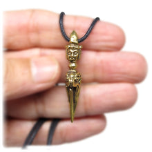 Tibetan Buddhism Kila Phurba Dagger & Three Buddha Heads Brass Pendant