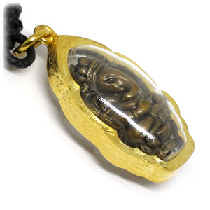 Ganesh The Hindu Elephant God in Lotus Om Meditation Amulet, Brass