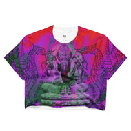 Colorful Ganesha with Thai Buddhist Tattoo Ladies Crop Top