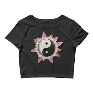 Sacred Geometry Yin & Yang Flower Mandala Women’s Crop Tee