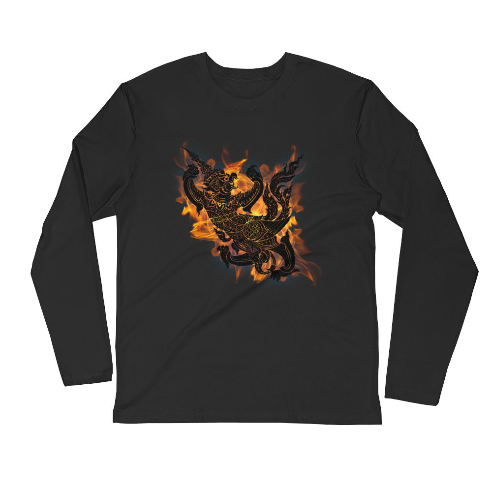 Garuda With Burning Flames Long Sleeve Fitted Crew