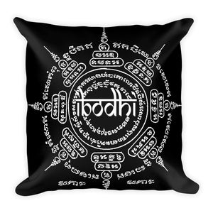 Black and White Sacred Geometry Thai Tattoo Mandalas 18" Square Pillow