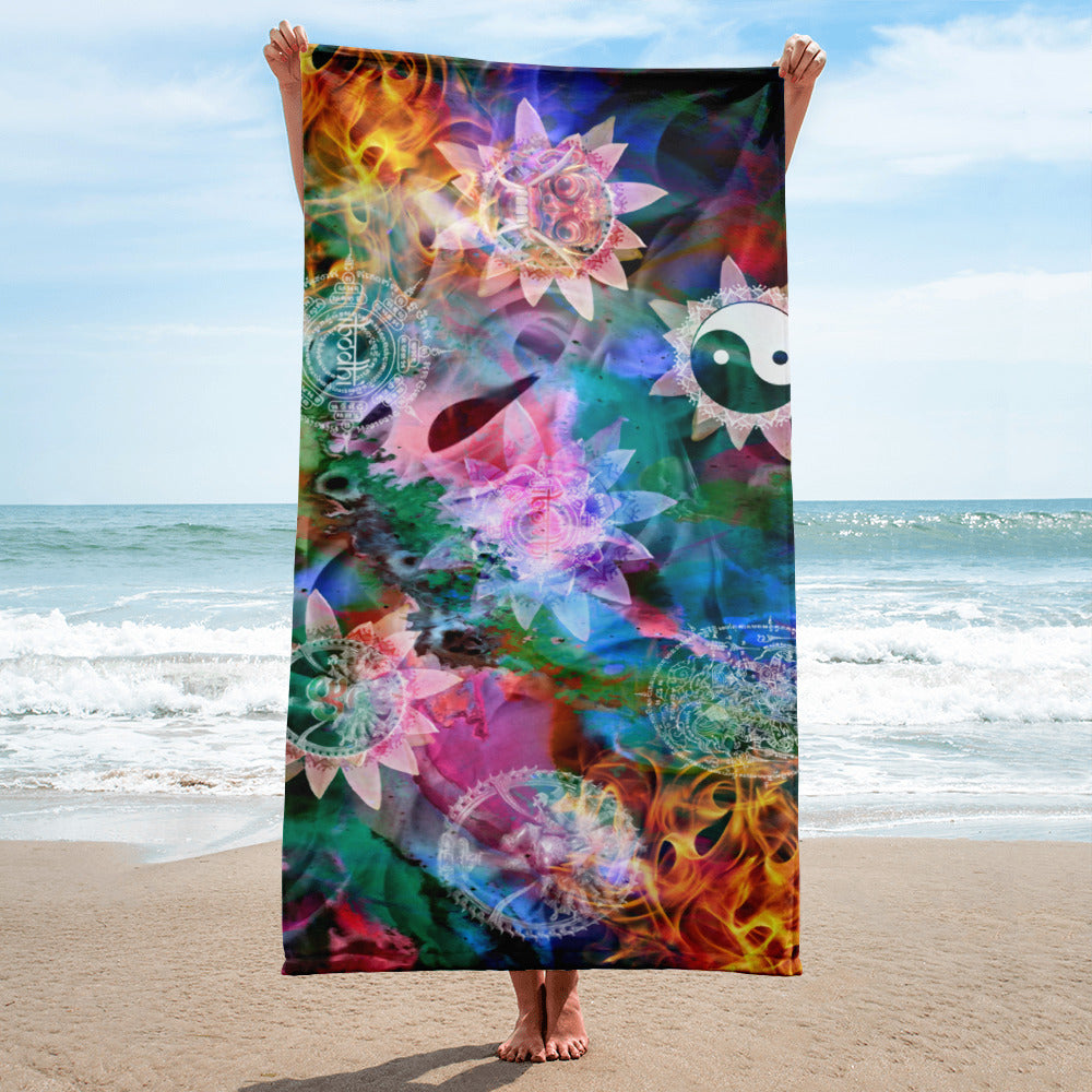 Nirvana With Sacred Geometry Mandalas Beach Towel